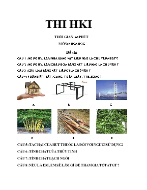 Đề thi học kì I môn Khoa học lớp 5